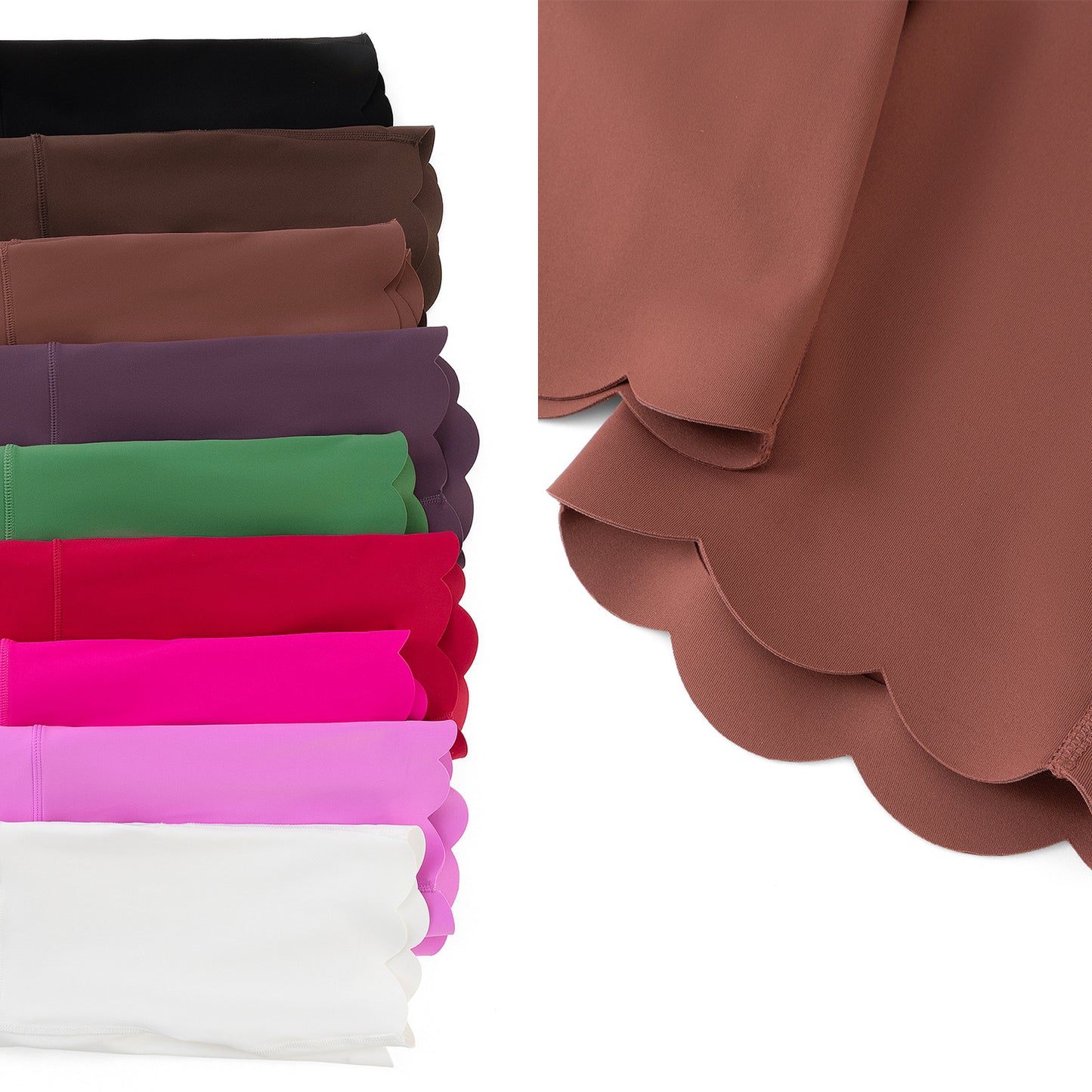 High Waist Scallop Edge Short - Mid Length