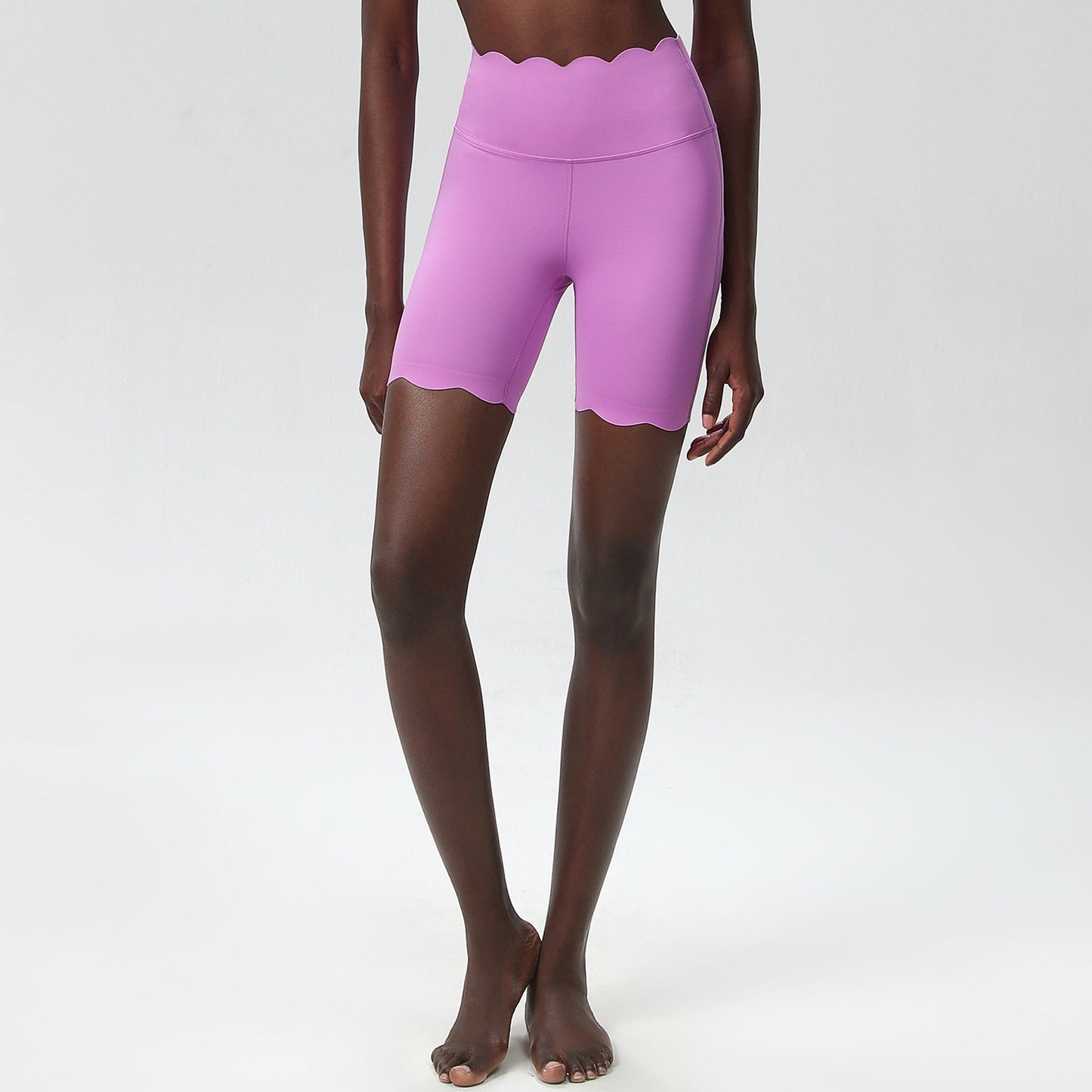 High Waist Scallop Edge Short - Mid Length