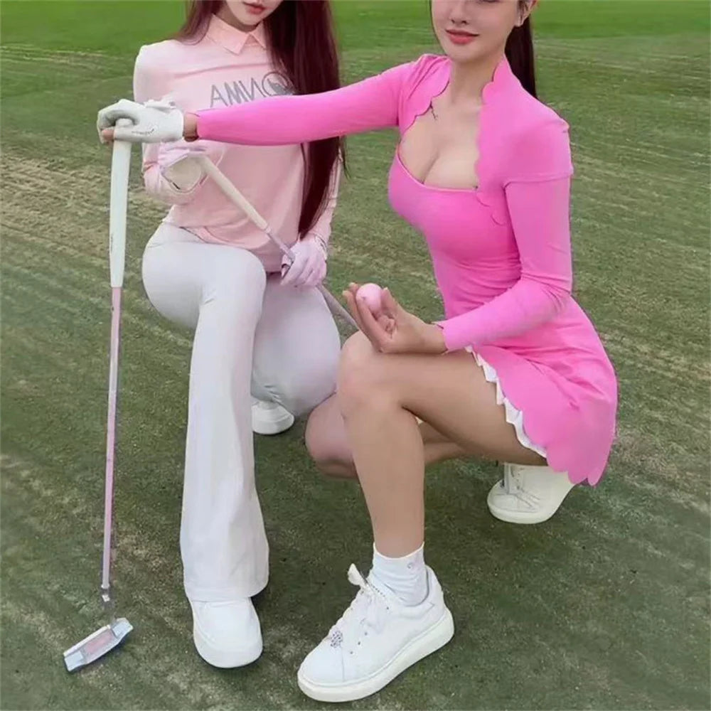 A-Line Long Sleeve Scallop Edge Dress